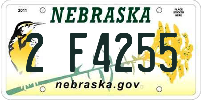 NE license plate 2F4255