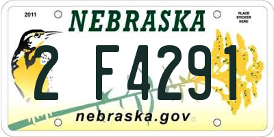 NE license plate 2F4291