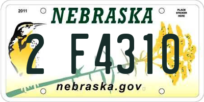 NE license plate 2F4310
