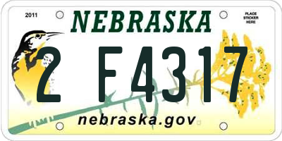NE license plate 2F4317