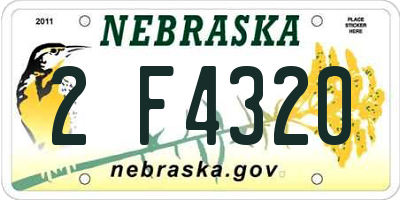 NE license plate 2F4320