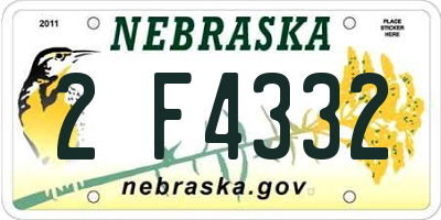 NE license plate 2F4332