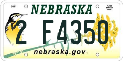 NE license plate 2F4350