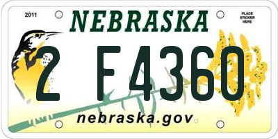 NE license plate 2F4360