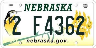 NE license plate 2F4362
