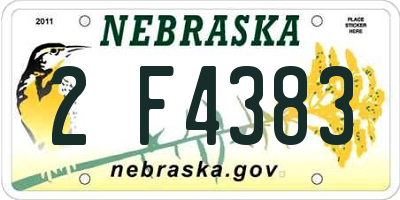 NE license plate 2F4383