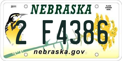 NE license plate 2F4386