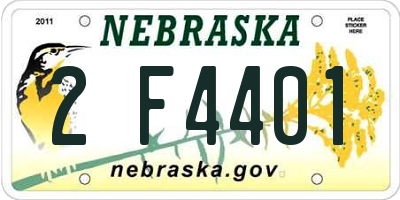 NE license plate 2F4401