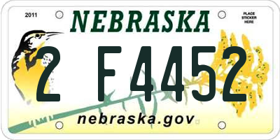 NE license plate 2F4452