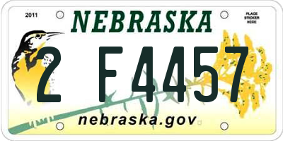 NE license plate 2F4457