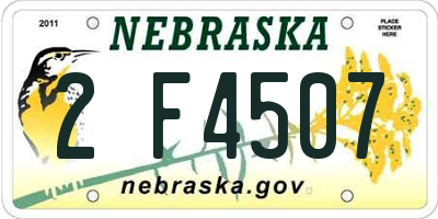 NE license plate 2F4507