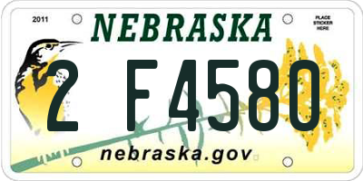 NE license plate 2F4580