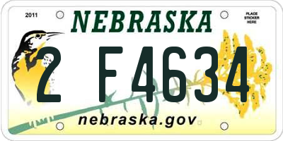 NE license plate 2F4634
