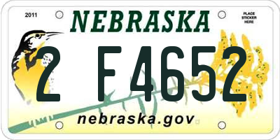 NE license plate 2F4652