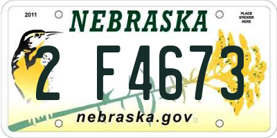 NE license plate 2F4673