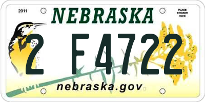 NE license plate 2F4722