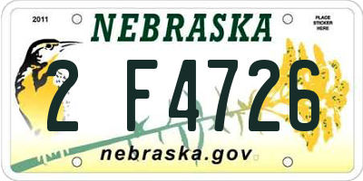 NE license plate 2F4726