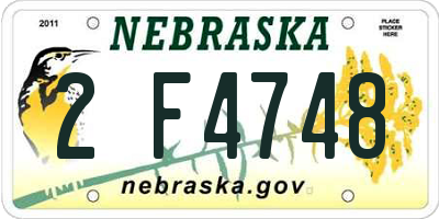NE license plate 2F4748