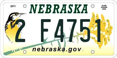 NE license plate 2F4751