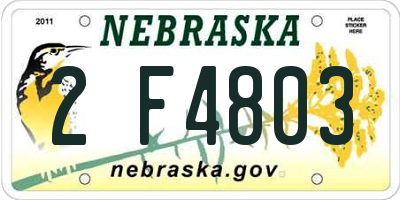 NE license plate 2F4803