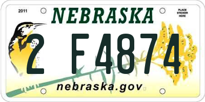 NE license plate 2F4874