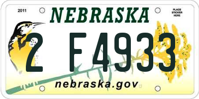 NE license plate 2F4933