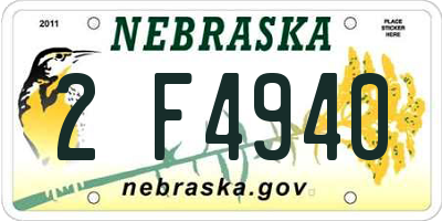 NE license plate 2F4940