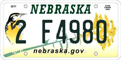 NE license plate 2F4980