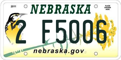 NE license plate 2F5006