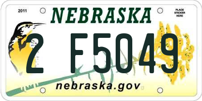 NE license plate 2F5049