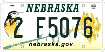 NE license plate 2F5076