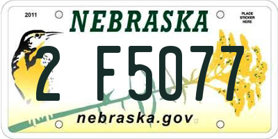 NE license plate 2F5077