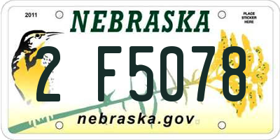 NE license plate 2F5078