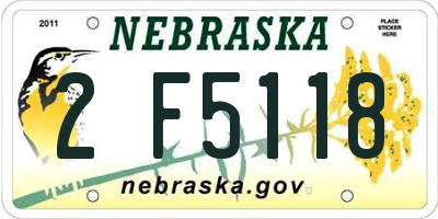 NE license plate 2F5118
