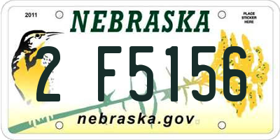 NE license plate 2F5156