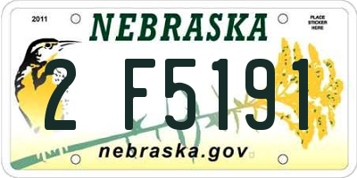 NE license plate 2F5191