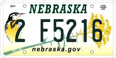 NE license plate 2F5216