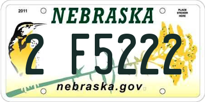 NE license plate 2F5222