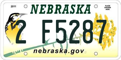 NE license plate 2F5287