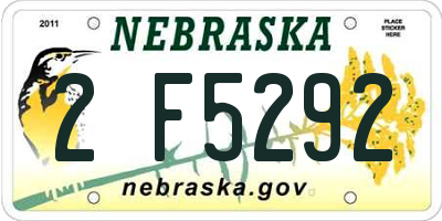 NE license plate 2F5292