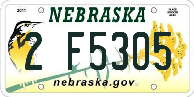 NE license plate 2F5305