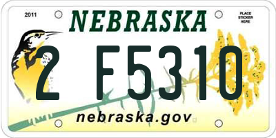 NE license plate 2F5310