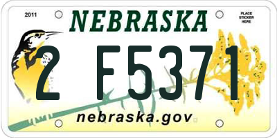 NE license plate 2F5371