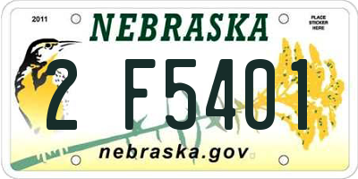 NE license plate 2F5401