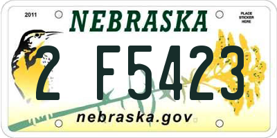 NE license plate 2F5423