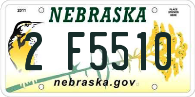 NE license plate 2F5510