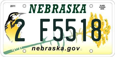 NE license plate 2F5518