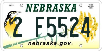 NE license plate 2F5524