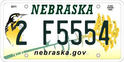 NE license plate 2F5554