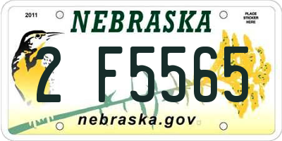 NE license plate 2F5565